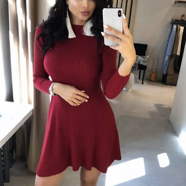 Hygci - Women Long Sleeve Sweater Dress